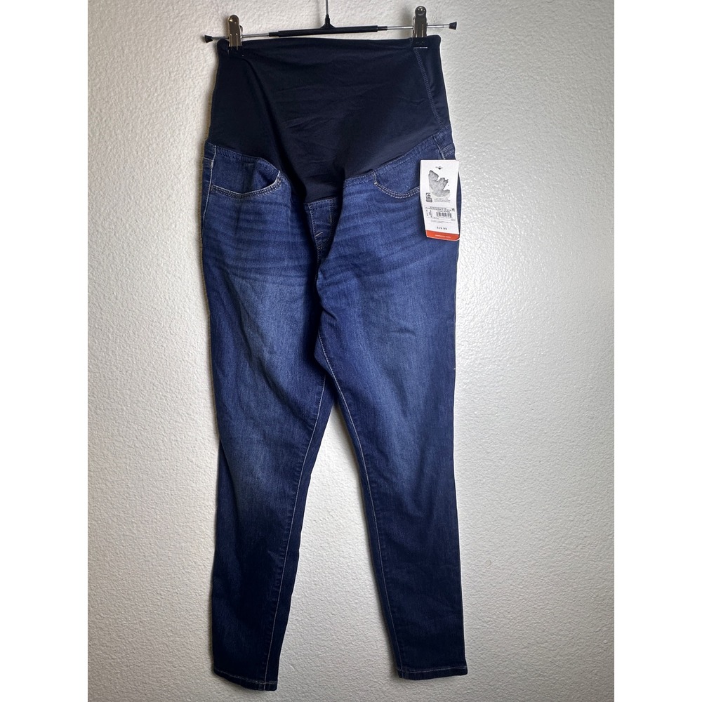 Isabel Maternity Ingrid & Isabel Skinny Jeans Dark Wash Crossover Panel Size 6
